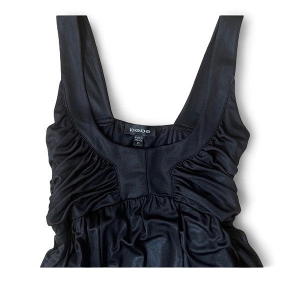 Bebe🖤Authentic Early 2000s Black babydoll dress with ruffles XS Stretchy - Picture 7 of 9